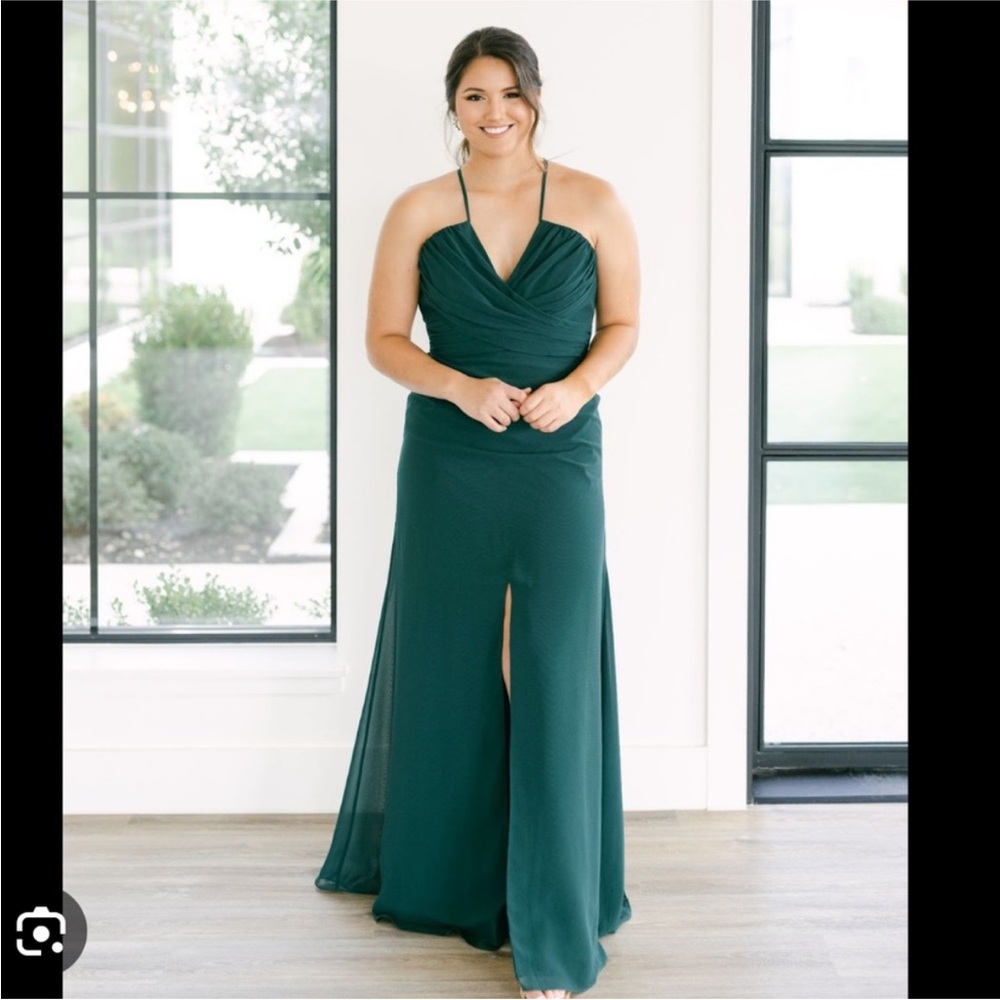 Revelry Nayeli Chiffon Dress in Dusty Blue